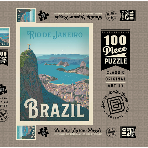 Brazil: Rio de Janeiro Harbor View, Vintage Poster 100 Puzzle Schachtel 3D Modell