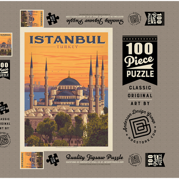 Turkey: Istanbul, Vintage Poster 100 Puzzle Schachtel 3D Modell