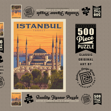 Turkey: Istanbul, Vintage Poster 500 Puzzle Schachtel 3D Modell