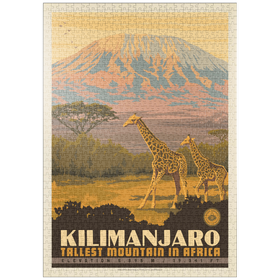 Darstellung des Puzzle Motivs Kilimandscharo: Höchster Berg Afrikas, Vintage Poster - Puzzleteile: 1000