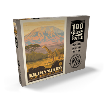 Kilimanjaro: Tallest Mountain in Africa, Vintage Poster 100 Puzzle Schachtel Ansicht2