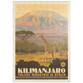 Darstellung des Puzzle Motivs Kilimandscharo: Höchster Berg Afrikas, Vintage Poster - Puzzleteile: 100