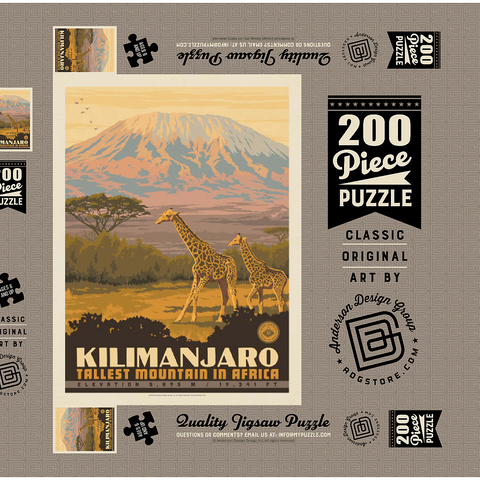 Kilimanjaro: Tallest Mountain in Africa, Vintage Poster 200 Puzzle Schachtel 3D Modell