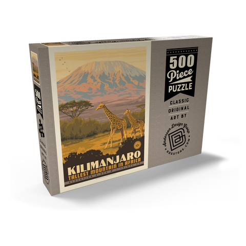 Kilimanjaro: Tallest Mountain in Africa, Vintage Poster 500 Puzzle Schachtel Ansicht2