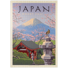 Darstellung des Puzzle Motivs Japan: Der Berg Fuji, Vintage Poster - Puzzleteile: 1000