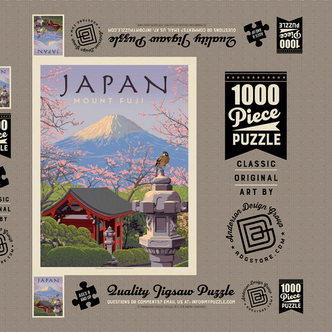 Japan: Mount Fuji, Vintage Poster 1000 Puzzle Schachtel 3D Modell