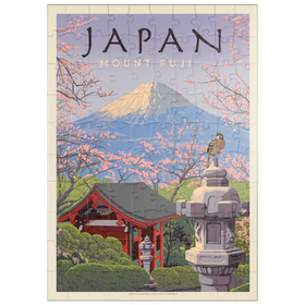 Darstellung des Puzzle Motivs Japan: Der Berg Fuji, Vintage Poster - Puzzleteile: 100