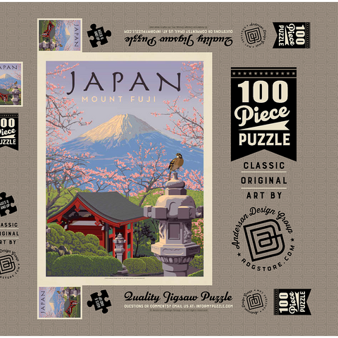 Japan: Mount Fuji, Vintage Poster 100 Puzzle Schachtel 3D Modell