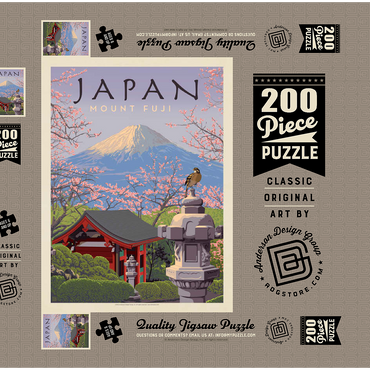 Japan: Mount Fuji, Vintage Poster 200 Puzzle Schachtel 3D Modell