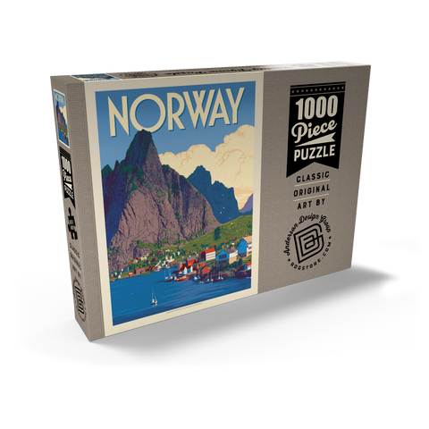 Norway: The Land of Fjords, Vintage Poster 1000 Puzzle Schachtel Ansicht2