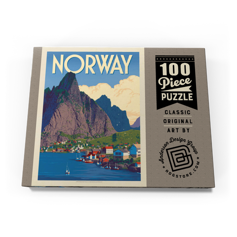 Norway: The Land of Fjords, Vintage Poster 100 Puzzle Schachtel Ansicht3