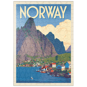 Darstellung des Puzzle Motivs Norwegen: Das Land der Fjorde, Vintage Poster - Puzzleteile: 200