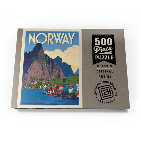 Norway: The Land of Fjords, Vintage Poster 500 Puzzle Schachtel Ansicht3