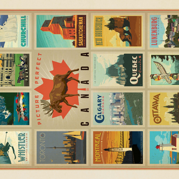 Canada Travel, Collage, Vintage Poster 1000 Puzzle 3D Modell