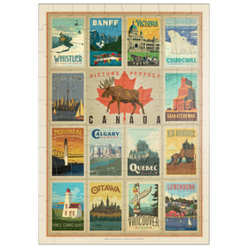 Darstellung des Puzzle-Motivs Kanada Reisen, Collage, Vintage Poster – Puzzleteile: 100