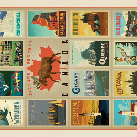 Canada Travel, Collage, Vintage Poster 100 Puzzle 3D Modell