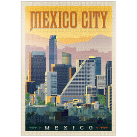 Darstellung des Puzzle Motivs Mexiko: Mexiko-Stadt, Vintage Poster - Puzzleteile: 1000