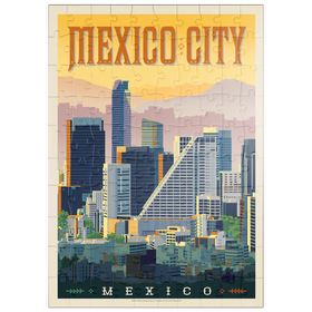 Darstellung des Puzzle Motivs Mexiko: Mexiko-Stadt, Vintage Poster - Puzzleteile: 100