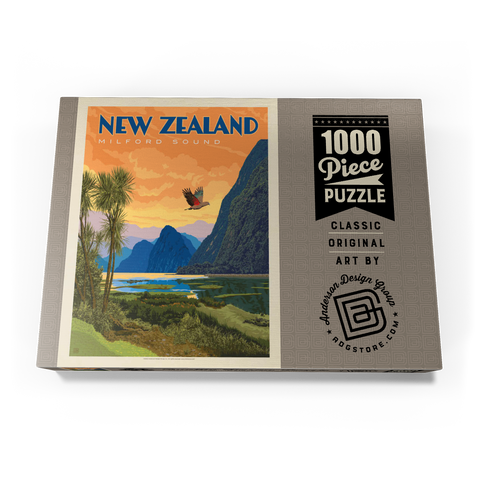 New Zealand: Milford Sound, Vintage Poster 1000 Puzzle Schachtel Ansicht3