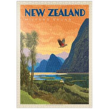 puzzleplate New Zealand: Milford Sound, Vintage Poster 1000 Puzzle