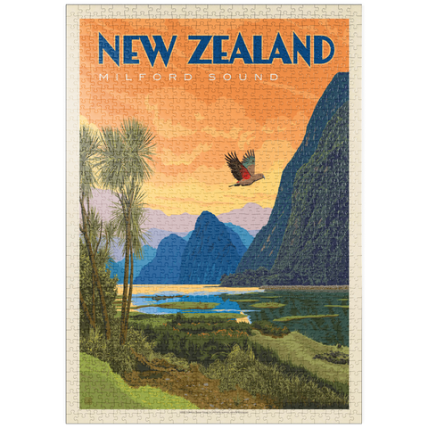 puzzleplate New Zealand: Milford Sound, Vintage Poster 1000 Puzzle