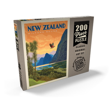 New Zealand: Milford Sound, Vintage Poster 200 Puzzle Schachtel Ansicht2