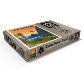 Darstellung des Puzzle Motivs Neuseeland: Milford Sound, Vintage Poster - Puzzleteile: 500