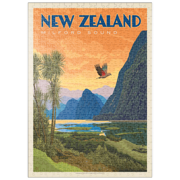 puzzleplate New Zealand: Milford Sound, Vintage Poster 500 Puzzle
