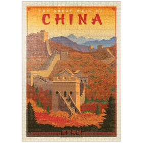 Darstellung des Puzzle-Motivs China: Große Mauer, Vintage Poster – Puzzleteile: 1000