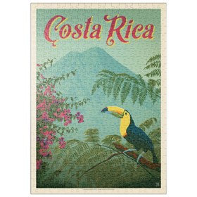 Darstellung des Puzzle-Motivs Costa Rica: Toucan in the jungle, Vintage Poster – Puzzleteile: 500