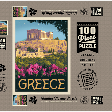 Greece: The Parthenon, Vintage Poster 100 Puzzle Schachtel 3D Modell