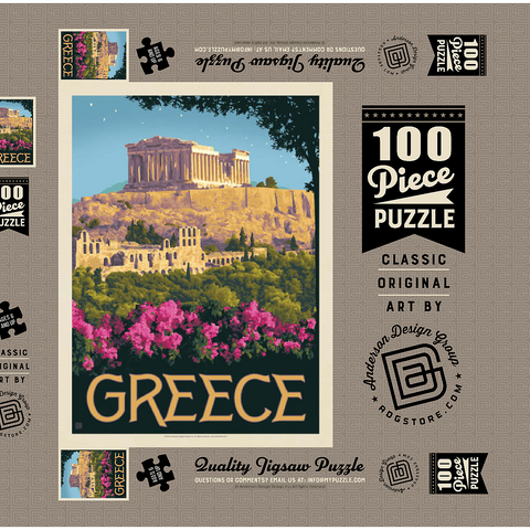 Greece: The Parthenon, Vintage Poster 100 Puzzle Schachtel 3D Modell
