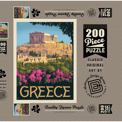 Greece: The Parthenon, Vintage Poster 200 Puzzle Schachtel 3D Modell