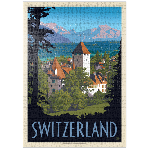 puzzleplate Switzerland, Vintage Travel Poster 1000 Puzzle