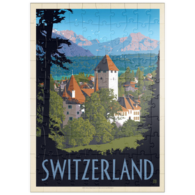 Darstellung des Puzzle Motivs Schweiz, Vintage Travel Poster - Puzzleteile: 100