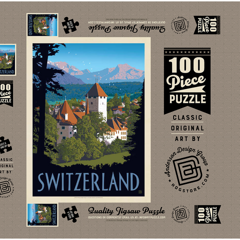Switzerland, Vintage Travel Poster 100 Puzzle Schachtel 3D Modell