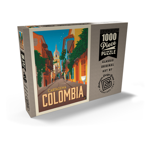 Colombia: Cartagena, Vintage Poster 1000 Puzzle Schachtel Ansicht2