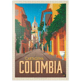 Darstellung des Puzzle-Motivs Kolumbien: Cartagena, Vintage Poster – Puzzleteile: 1000
