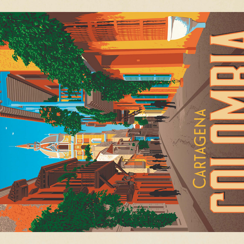 Colombia: Cartagena, Vintage Poster 1000 Puzzle 3D Modell