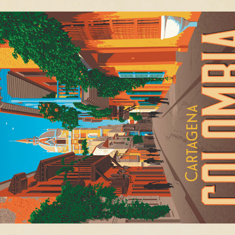 Colombia: Cartagena, Vintage Poster 100 Puzzle 3D Modell