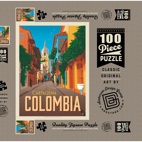 Colombia: Cartagena, Vintage Poster 100 Puzzle Schachtel 3D Modell