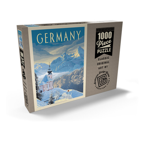 Germany: Bavarian Alps, Vintage Poster 1000 Puzzle Schachtel Ansicht2