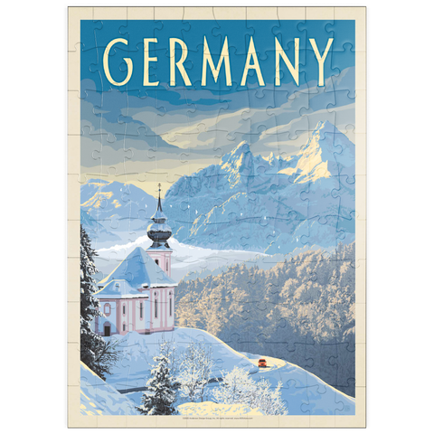 puzzleplate Germany: Bavarian Alps, Vintage Poster 100 Puzzle