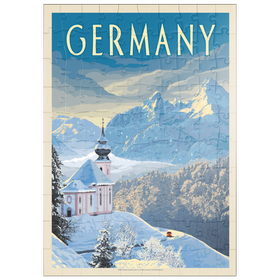 Darstellung des Puzzle Motivs Deutschland: Bayerische Alpen, Vintage Poster - Puzzleteile: 100