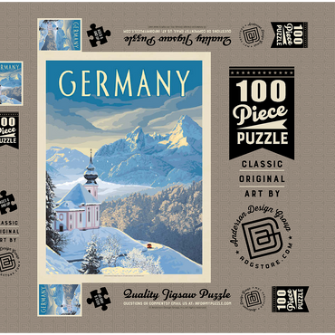 Germany: Bavarian Alps, Vintage Poster 100 Puzzle Schachtel 3D Modell