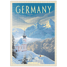 Darstellung des Puzzle-Motivs Deutschland: Bayerische Alpen, Vintage Poster – Puzzleteile: 500