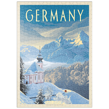 puzzleplate Germany: Bavarian Alps, Vintage Poster 500 Puzzle