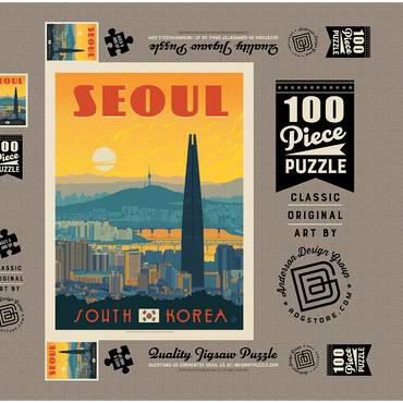 South Korea: Seoul, Vintage Poster 100 Puzzle Schachtel 3D Modell
