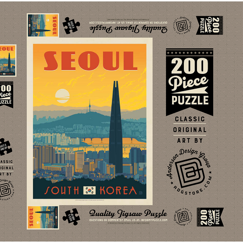 South Korea: Seoul, Vintage Poster 200 Puzzle Schachtel 3D Modell