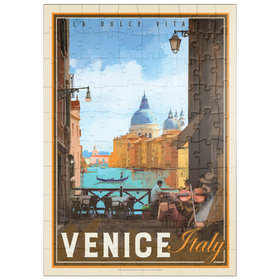 Darstellung des Puzzle Motivs Italien, Venedig: La Dolce Vita, Vintage Poster - Puzzleteile: 100